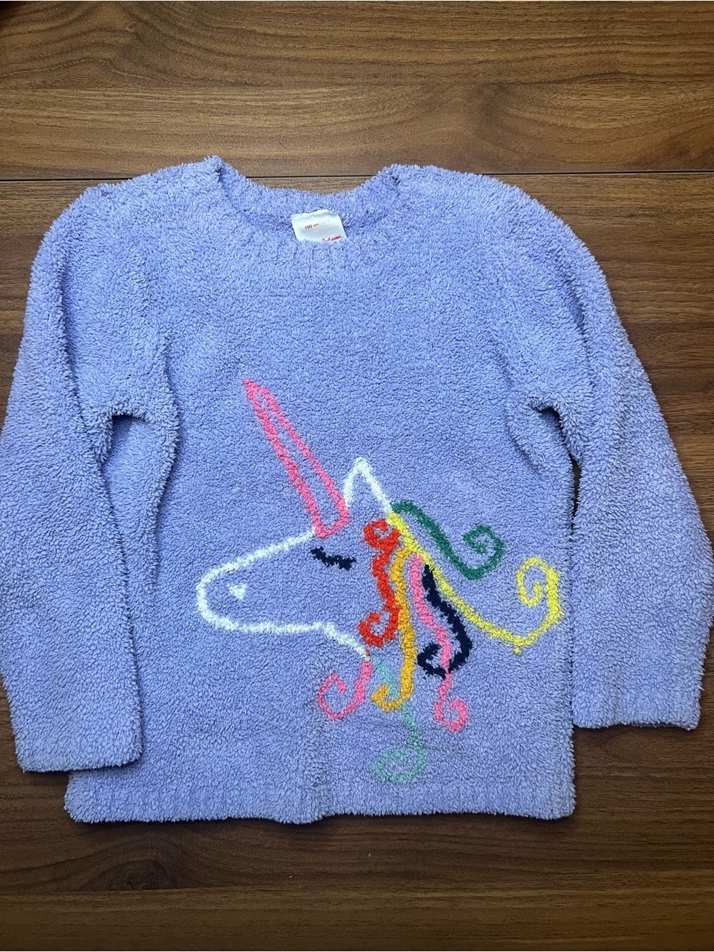 Hanna Andersson Lavender Unicorn Fuzzy Pullover with Rainbow Mane